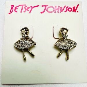 Betsey Johnson Gold and Silver Ballerina Earrings